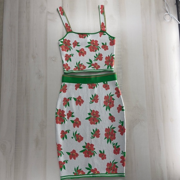 EVA FRANCO x Anthropologie floral 2 piece set skirt tank vacation travel M - Picture 10 of 11